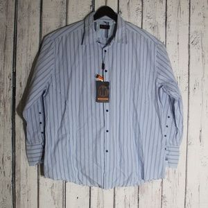 Ben Sherman Mens XXL Blue Striped LS Shirt
